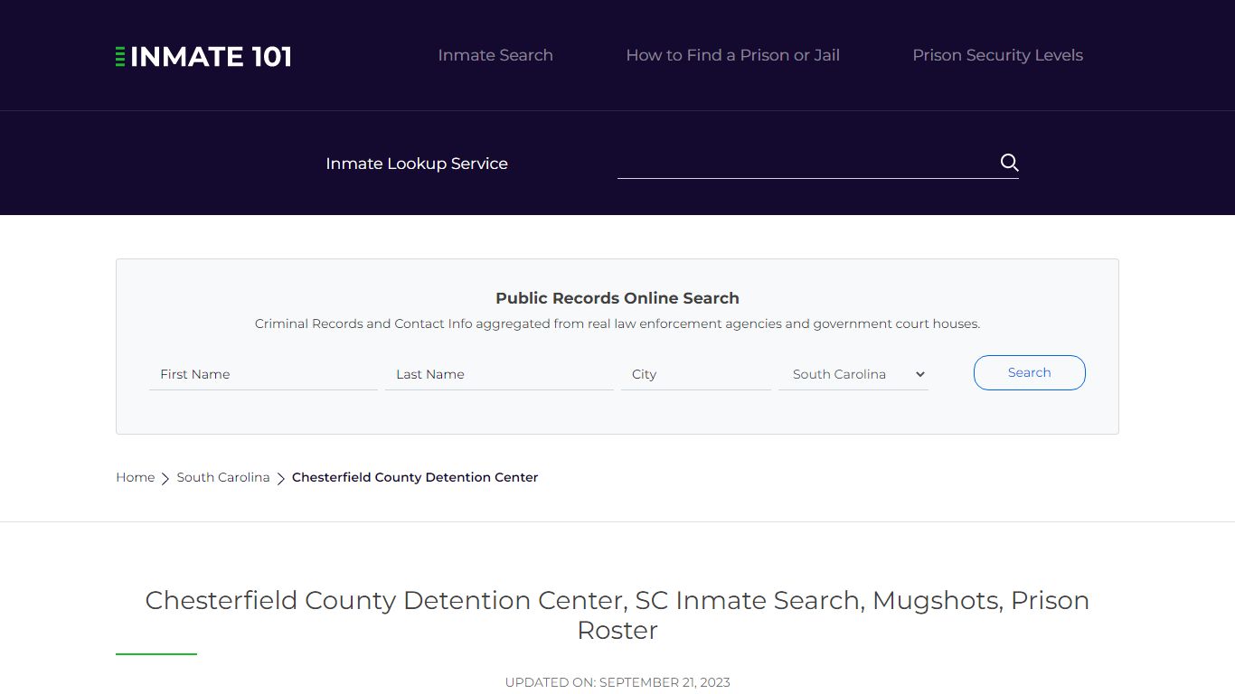 Chesterfield County Detention Center, SC Inmate Search, Mugshots ...
